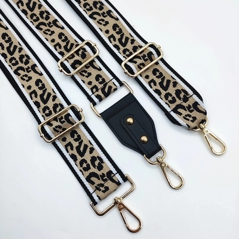 Damen Schultergurt Breit Leopardenmuster Verstellbar Ersatz Polyester Jacquard Umhängetasche Riemen Für Handtasche