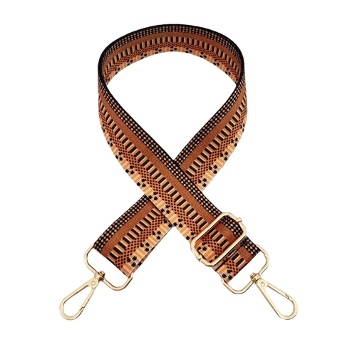 Colorful Patterned Bag Strap Adjustable Wide Shoulder Strap Polyester Fabric For Crossbody Handbag Ethnic Style Metal Buckle