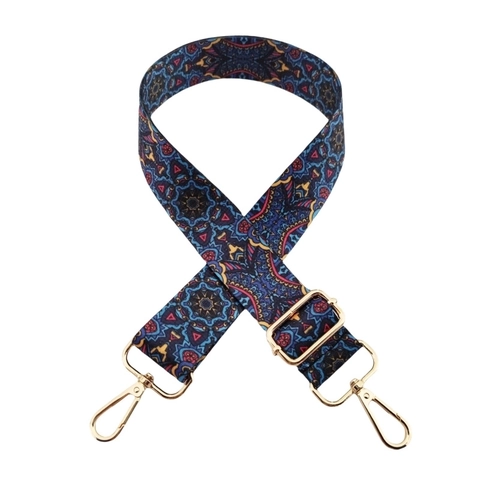 Adjustable Wide Shoulder Strap For Handbags Bohemian Ethnic Pattern Polyester Crossbody Bag Replacement Belt With Metal Buckle