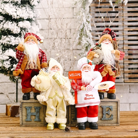 Stehender Weihnachtsmann Puppe Stoff Plüsch Weihnachtsschmuck Festliche Desktop Figur Für Zuhause Urlaub Party Dekoration