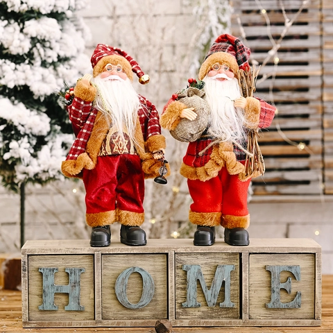 Stehender Weihnachtsmann Puppe Stoff Plüsch Weihnachtsschmuck Festliche Desktop Figur Für Zuhause Urlaub Party Dekoration