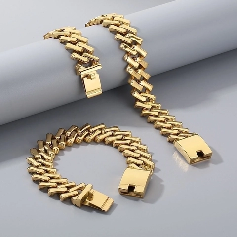 Collana E Bracciale A Catena Grossa Cuban Link In Acciaio Inossidabile Stile Hip Hop Punk Per Uomo E Donna