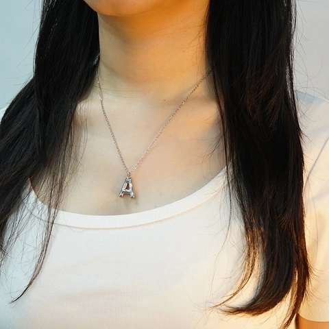 Collar De Letras Burbuja Colgante Inicial Hinchado Acero Inoxidable Joyería Pulida Para Mujeres Moda Minimalista