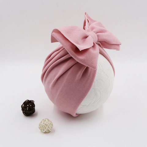 Infant Baby Kids Turban Hat Large Bow Beanie Soft Faux Cashmere Elastic Headwrap Warm Headband For Newborn Toddlers