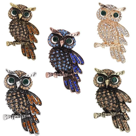 Spilla A Forma Di Gufo Vintage In Lega Con Strass Luccicanti Spilla Animale Gioielli Per Decorazione Di Abbigliamento Donna
