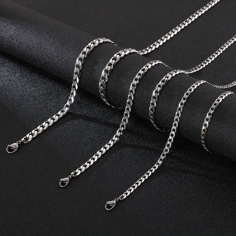 Men 316L Stainless Steel Cuban Link And Figaro Chain Necklace And Bracelet Hip Hop Punk Streetwear Accessory