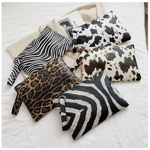 Γυναικείο Τσαντάκι Φάκελος PU Δέρμα Animal Print Ζέβρα Λεοπάρδαλη Στυλ Φακέλου Με Λουράκι Καρπού Μόδα Τσάντα