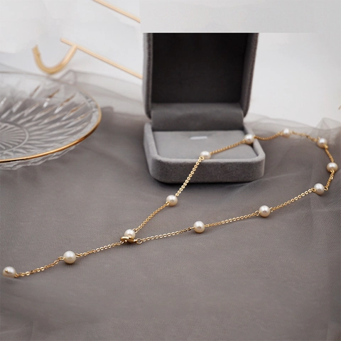 Collana Fatta A Mano Süßwasserperle D'acqua Dolce Forma Y Acciaio Al Titanio Catena Lunga Regolabile Gioielli Minimalisti Donna
