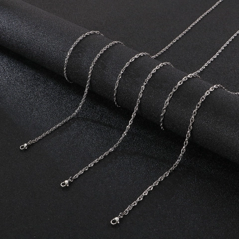 Joyas Cadena Cuerda Acero Inoxidable Collar Y Pulsera Para Hombres Mujeres Punk Hip Hop Clásico Color Plata