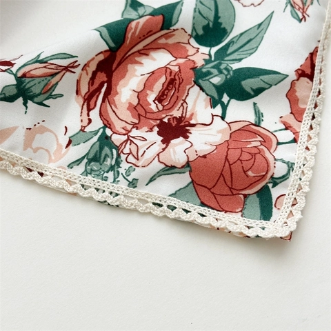 Fascia per Capelli a Triangolo in Pizzo Floreale Donna Foulard in Tessuto Boho Copricapo Stampa Vintage Accessorio per Capelli