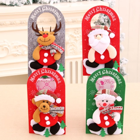 Christmas Door Hanger Hanging Ornament Felt Non-woven Cartoon Santa Snowman Reindeer Bear 3D Home Festive Decoration