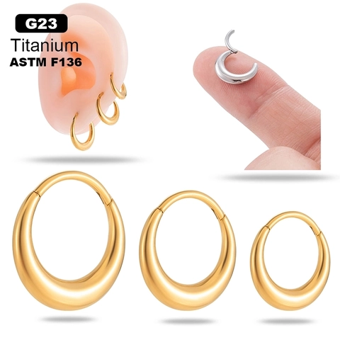 Boucles d'Oreilles Créoles Goutte d'Eau en Alliage de Titane G23 Bijoux de Piercing Unisexe Plaqués Or Argent Mode
