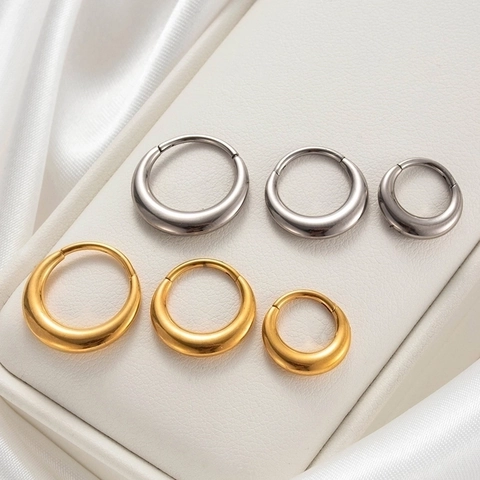 Boucles d'Oreilles Créoles Goutte d'Eau en Alliage de Titane G23 Bijoux de Piercing Unisexe Plaqués Or Argent Mode