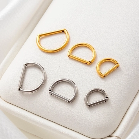 G23 Titanium D-Shaped Nose Ring Hinged Septum Clicker ASTM F136 Piercing Jewelry For Ear Cartilage Segment Hoop