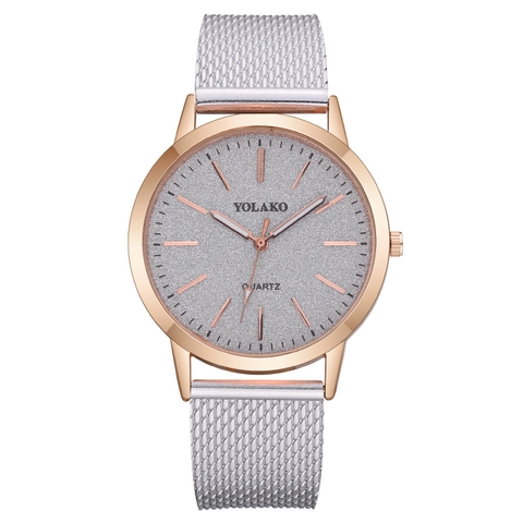 Reloj De Cuarzo De Moda Para Mujer Esfera De Cielo Estrellado Caja De Metal Correa De Malla Analógico Simple Elegante Y0134