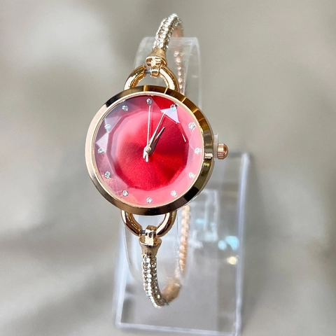 Women Quartz Watch Elegant Alloy Bracelet Strap Rhinestone Decoration Faceted Dial Ladies Wristwatch Jewelry Gift
