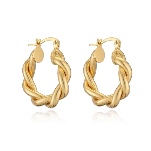 Orecchini a Cerchio in Rame Placcato Oro 18K Minimalisti per Donna Orecchini Pendenti Geometrici Retrò con Trama a Treccia e Conchiglia Gioielli