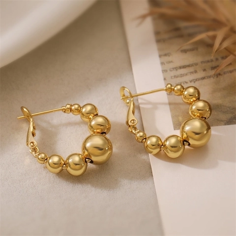 Pendientes de Aro en C de Cobre Chapado en Oro Vintage para Mujer Elegantes Pendientes de Botón Geométricos con Strass y Perla Artificial