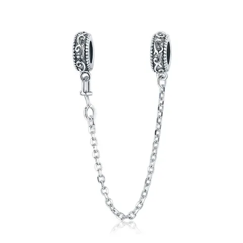 925 Sterlingsilber Vintage Rebenmuster Sicherheitskette DIY Armband Charm Perle Mode Schmuck Zubehör Für Damen Accessoires
