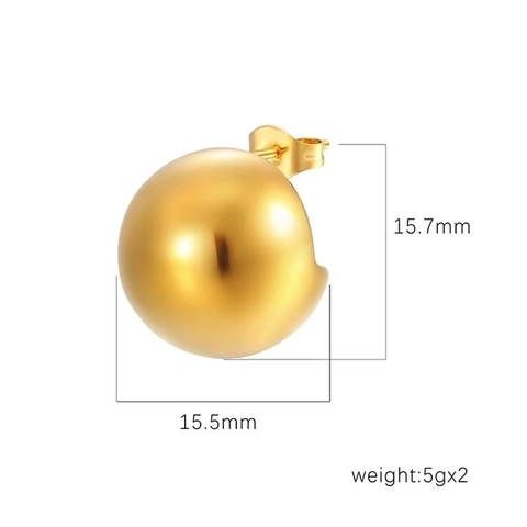 Minimalistische Runde Kugel Ohrstecker Edelstahl 18K Vergoldet Hochglanzpoliert Spiegelglanz Schmuck Für Damen