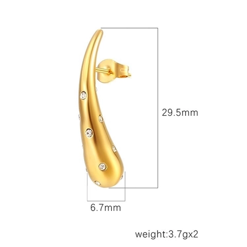 Orecchini A Lobo A Goccia In Acciaio Inossidabile Con Strass Placcati Oro 18K Gioielli Minimalisti Di Tendenza Donna