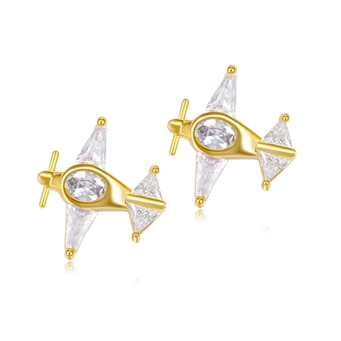 Pendientes De Botón De Avión Con Circonitas Incrustadas Joyería De Cobre Y Poste De Plata De Ley 925 Para Mujer Estilo Minimalista