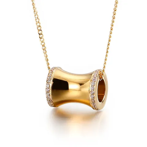 Cylinder Pendant Necklace Stainless Steel Minimalist Jewelry With Cubic Zirconia Fashion Clavicle Chain For Women