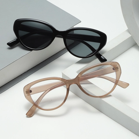 Occhiali Da Sole Cat Eye Retro Montatura Ovale In Plastica Lenti PC Protezione UV400 Moda Vintage