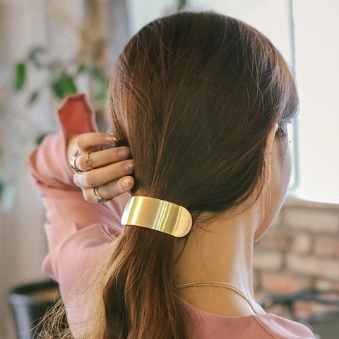 Minimalistische Metall Haarspange Große Legierung Geometrische Gebogene Federspange Elegante Haarnadel Kopfschmuck Für Frauen