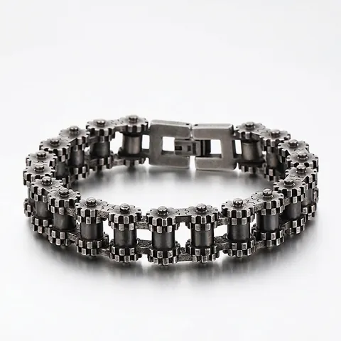 Bracciale Da Uomo Catena Moto Retro Punk Acciaio Al Titanio Stile Meccanico Industriale Gioielli Bicicletta