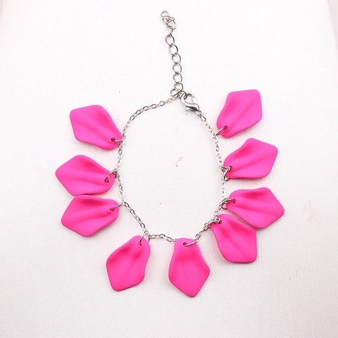 Bohemian Stainless Steel Flower Petal Bracelet For Women Colorful Resin Charm Link Bracelet Fashion Jewelry Accessory Gift