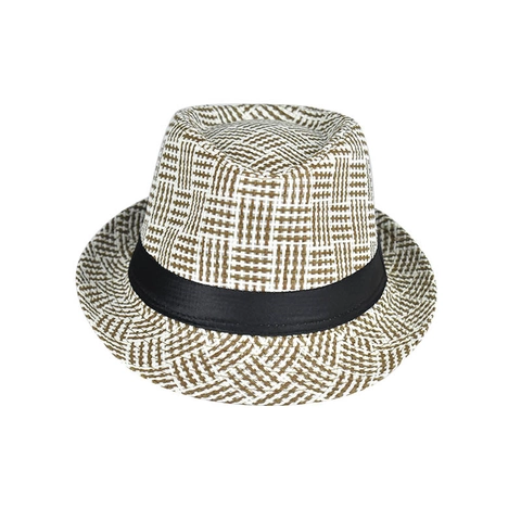 Cappello Fedora Uomo Estate Paglia Di Carta Traspirante Protezione Solare Stile Jazz Vintage Motivo Plaid Spiaggia Viaggio
