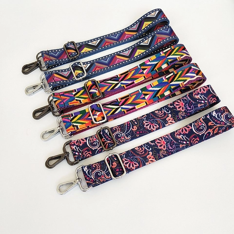 Replacement Bag Strap Adjustable Wide Shoulder Belt Ethnic Floral Paisley Polyester Crossbody Handbag Accessories Women