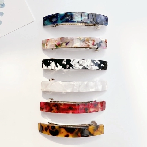 Pinzas Para El Cabello De Acetato Rectangulares Estilo Francés Elegantes Patrón De Mármol Carey Pasadores De Resorte