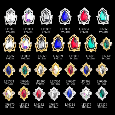 Ciondoli Per Nail Art Lega Cristallo K9 Strass Goccia Marquise Vintage Placcato Oro Argento Accessori Manicure Fai Da Te