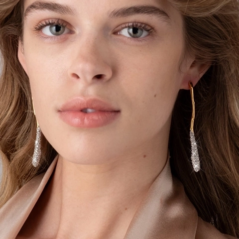 Vintage Geometric Zinc Alloy Rhinestone Drop Earrings For Women 925 Sterling Silver Post 18K Gold Plated Fashion Jewelry