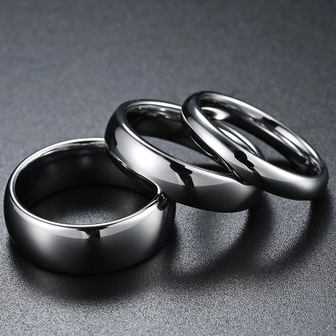 High Polished Tungsten Steel Ring For Men Women Minimalist Plain Band Comfort Fit Finger Jewelry Wedding Jewelry Gift