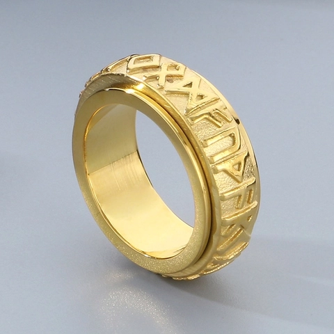 Anillo Giratorio De Runas Vikingas Vintage De Acero Inoxidable Banda Rotatoria Nórdica Para Hombre Mujer