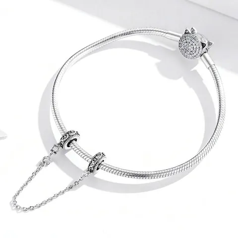 925 Sterlingsilber Vintage Rebenmuster Sicherheitskette DIY Armband Charm Perle Mode Schmuck Zubehör Für Damen Accessoires