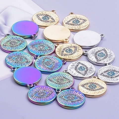 Boze Oog Roestvrij Stalen Hanger Ketting 18K Verguld Strass Turks Oog Amulet Sieraden Voor Mannen Vrouwen Dagelijks Accessoire