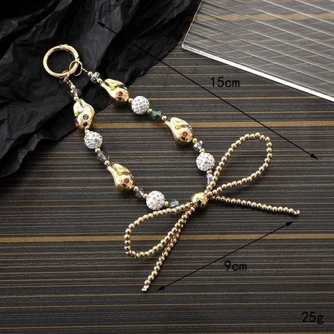 Handmade Artificial Pearl Beaded Bowknot Heart Star Keychain Phone Case Strap Bag Charm Jewelry Accessory For Women Girls Gift