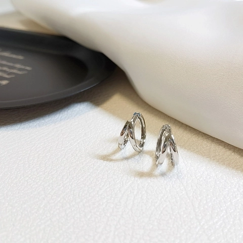 925 Sterling Silver Double Layer Round Hoop Earrings For Women French Chic Minimalist Geometric Huggie Earrings Fashion Jewelry