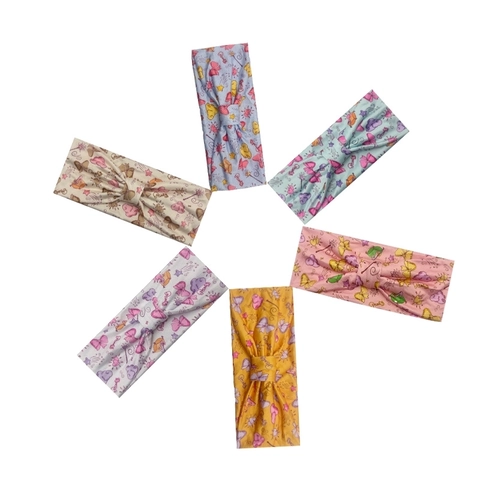 Elastic Cloth Sports Headband Printed Cartoon Bow Outdoor Fitness Yoga Hair Band For Women And Kids
