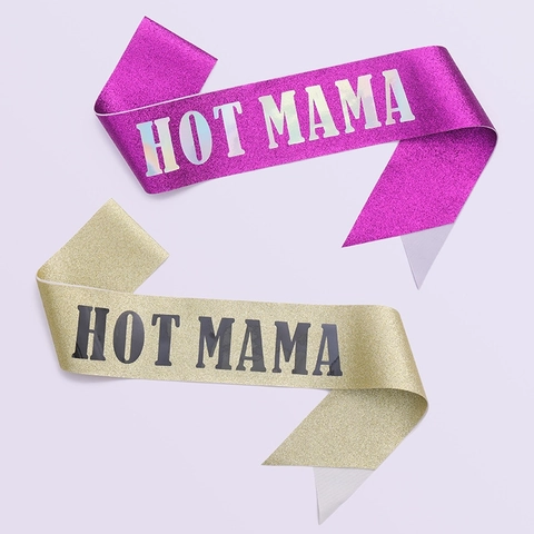 Hot Mama Glitzer Party Schärpe Etikette Gürtel Glänzender Stoff Für Muttertag Geburtstag Feier Geschenk Zubehör