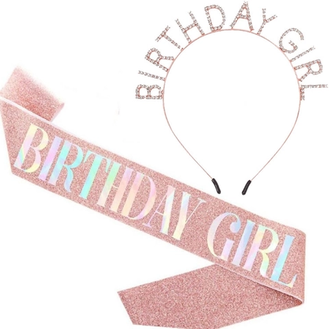 Cerchietto Strass Birthday Girl Queen E Fascia Glitterata Decorazioni Feste Per Donna Corona Da Principessa Tiara Lega Cristallo