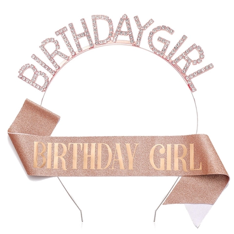 Cerchietto Tiara In Lega Con Strass Birthday Girl Queen E Set Di Fascia Luccicante Per Donne Ragazze Festa Compleanno