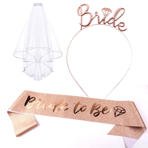 Bride Buchstabe Legierung Haarreif Für Junggesellenabschied Hochzeit Haarschmuck Roségold Silber Gold Tiara Für Damen