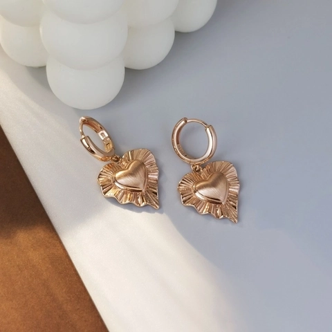 Vintage 925 Sterling Silver Heart Hoop Earrings For Women Retro Radiant Texture Brushed Heart Pendant Earrings Fashion Jewelry