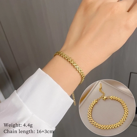 V Shape Chain Bracelet Titanium Steel Gold Plated Minimalist Arrowhead Link Adjustable Jewelry For Women Vintage Style