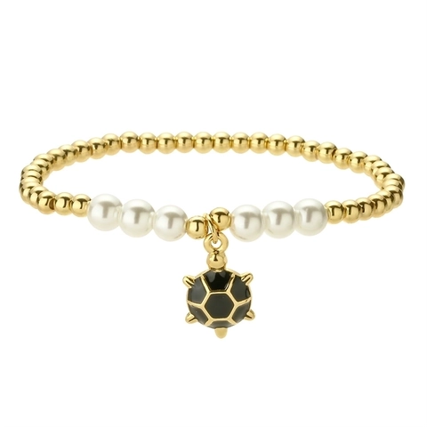 Sommer Strand Kupfer Perlen Armband Für Damen Mädchen Mit Schildkröte Delfin Fußball Anhänger Zirkonia Künstliche Perle Schmuck Geschenk